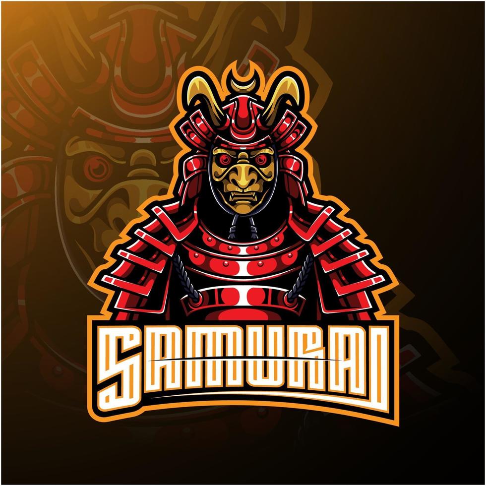 diseño de logotipo de mascota guerrero samurai vector