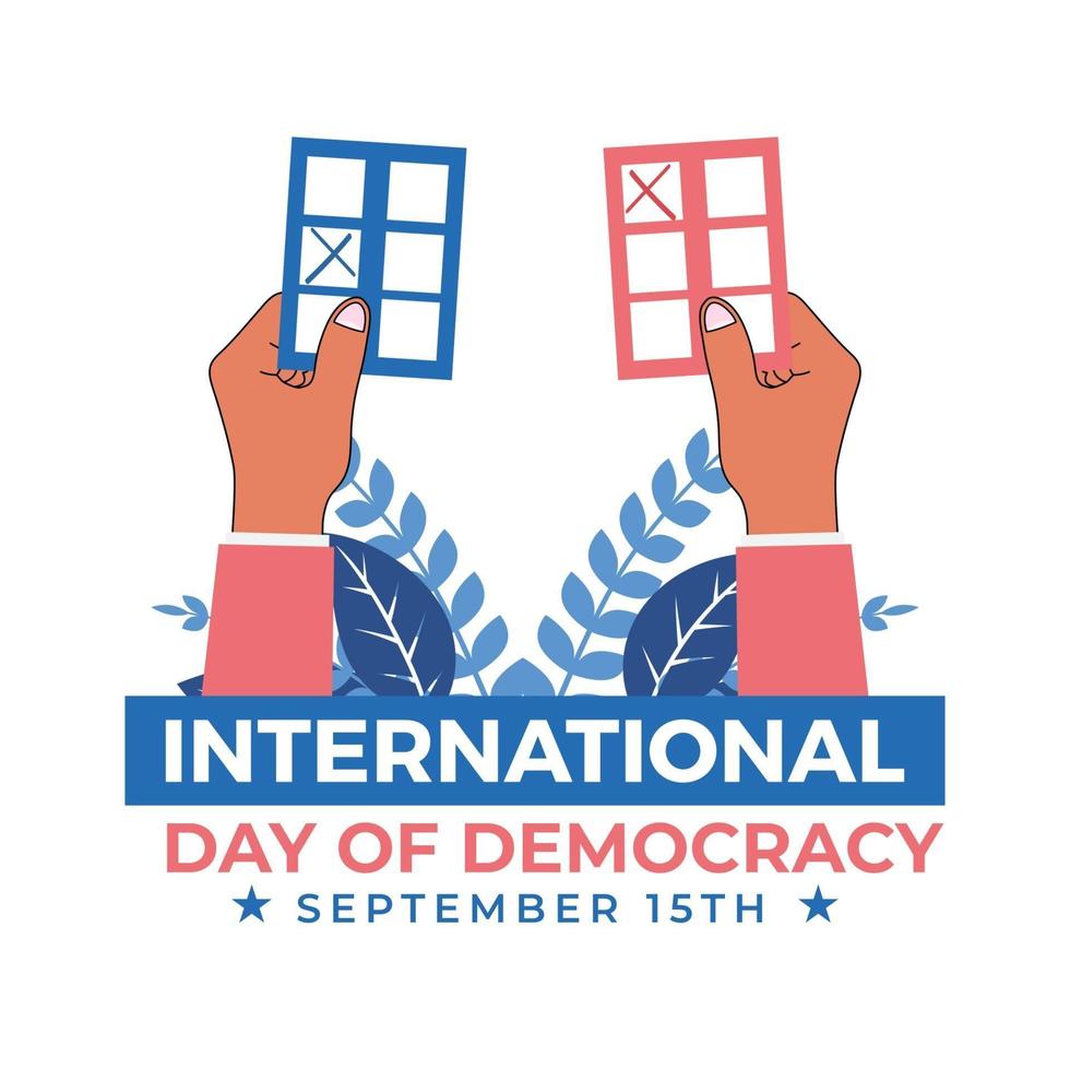 día internacional de la democracia mostrando ambos lados de la papeleta de votación vector