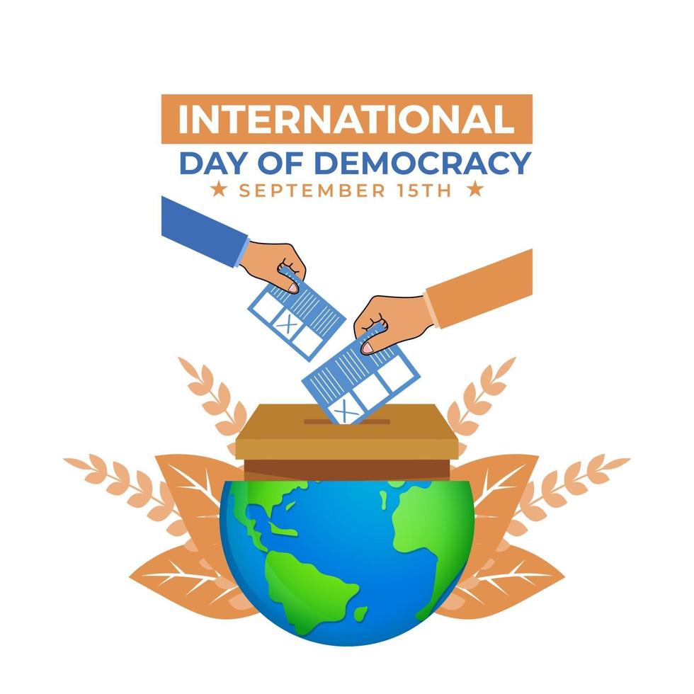 International democracy day there was a hand  voting paper that put vector
