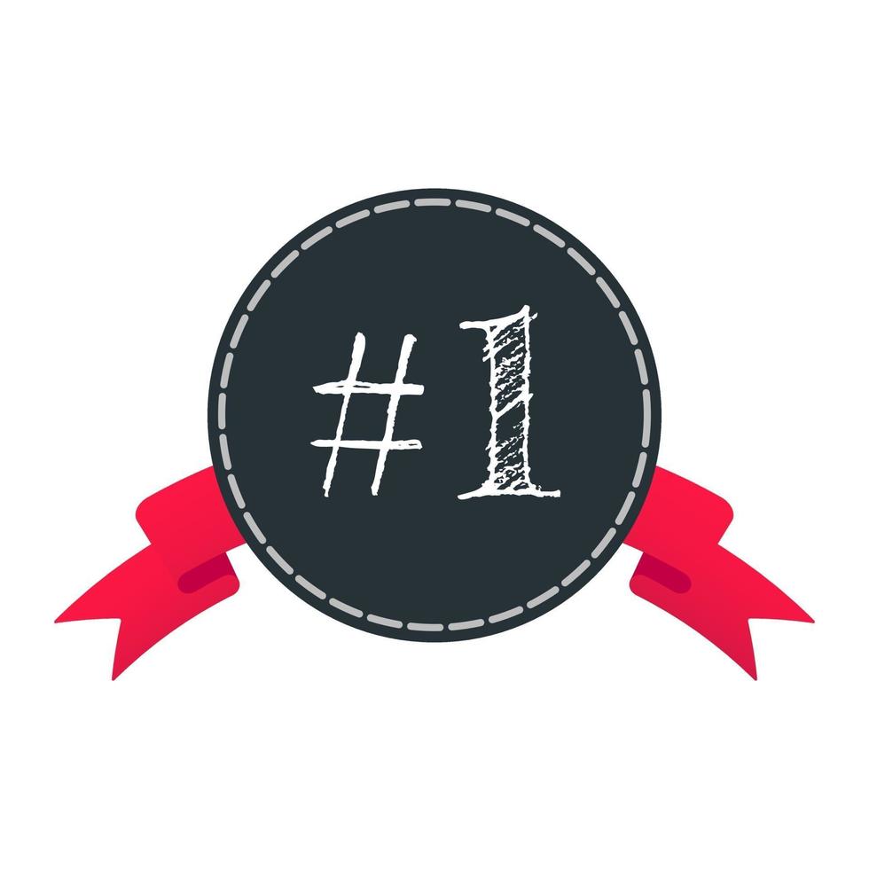 Ribbon award with text number 1 vector