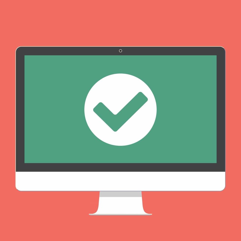 Modern white monitor tablet with check mark OK vector
