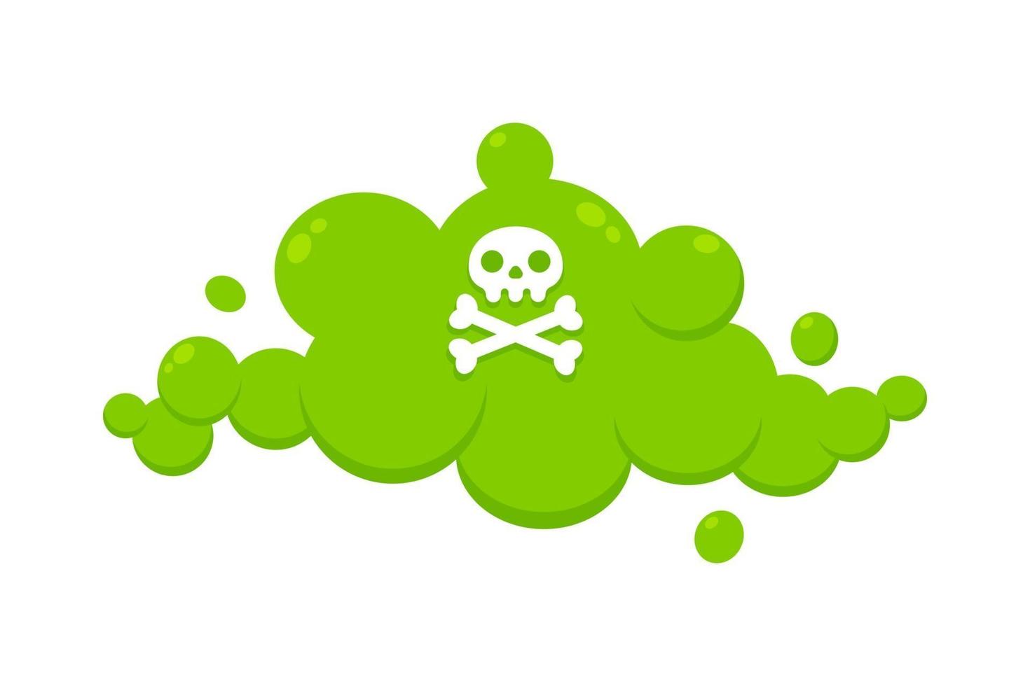 Smelling green cartoon fart cloud flat style design vector