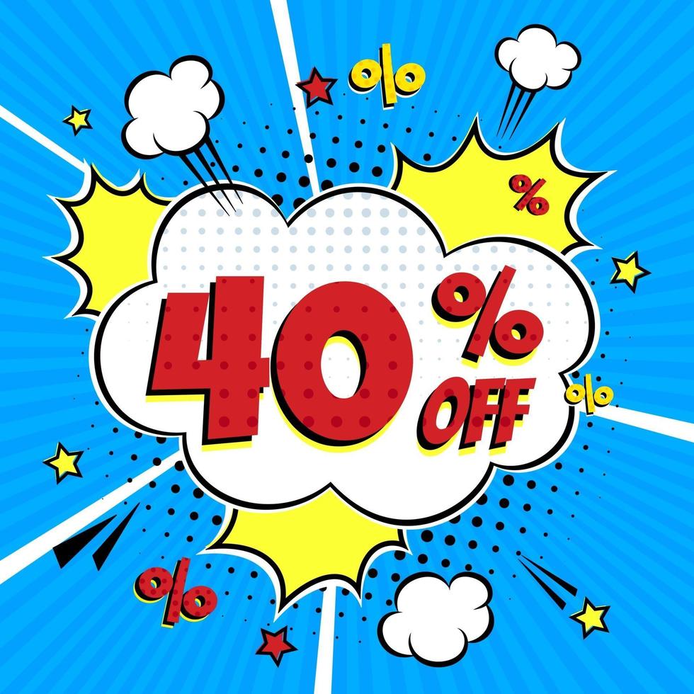 Comic lettering 40 percent off SALE vector