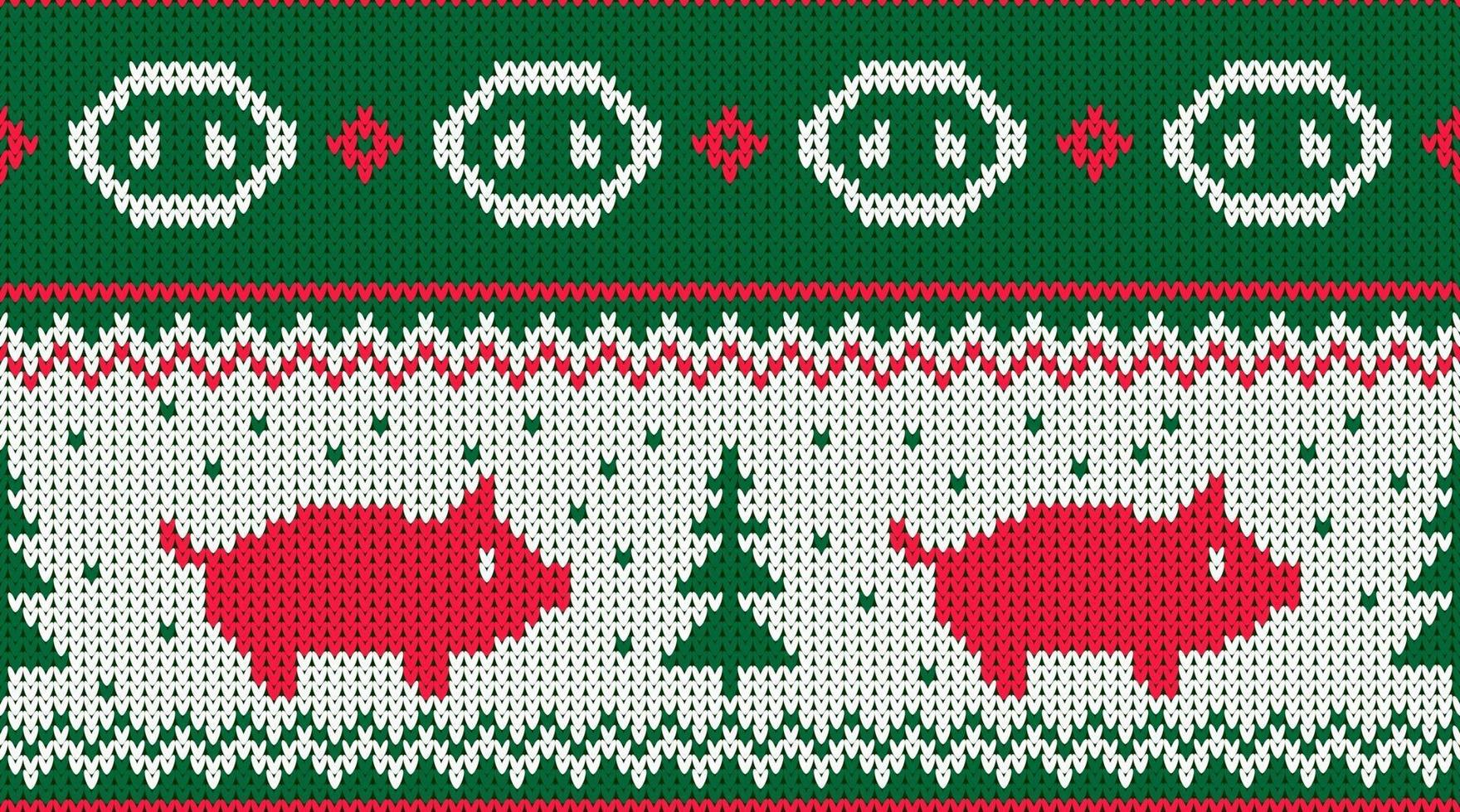 Knitted pig and paw seamless pattern vector