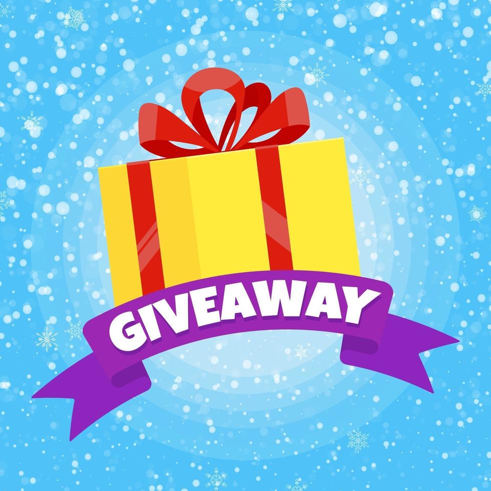 Giveaway winter gift concept for winners in social medias vector