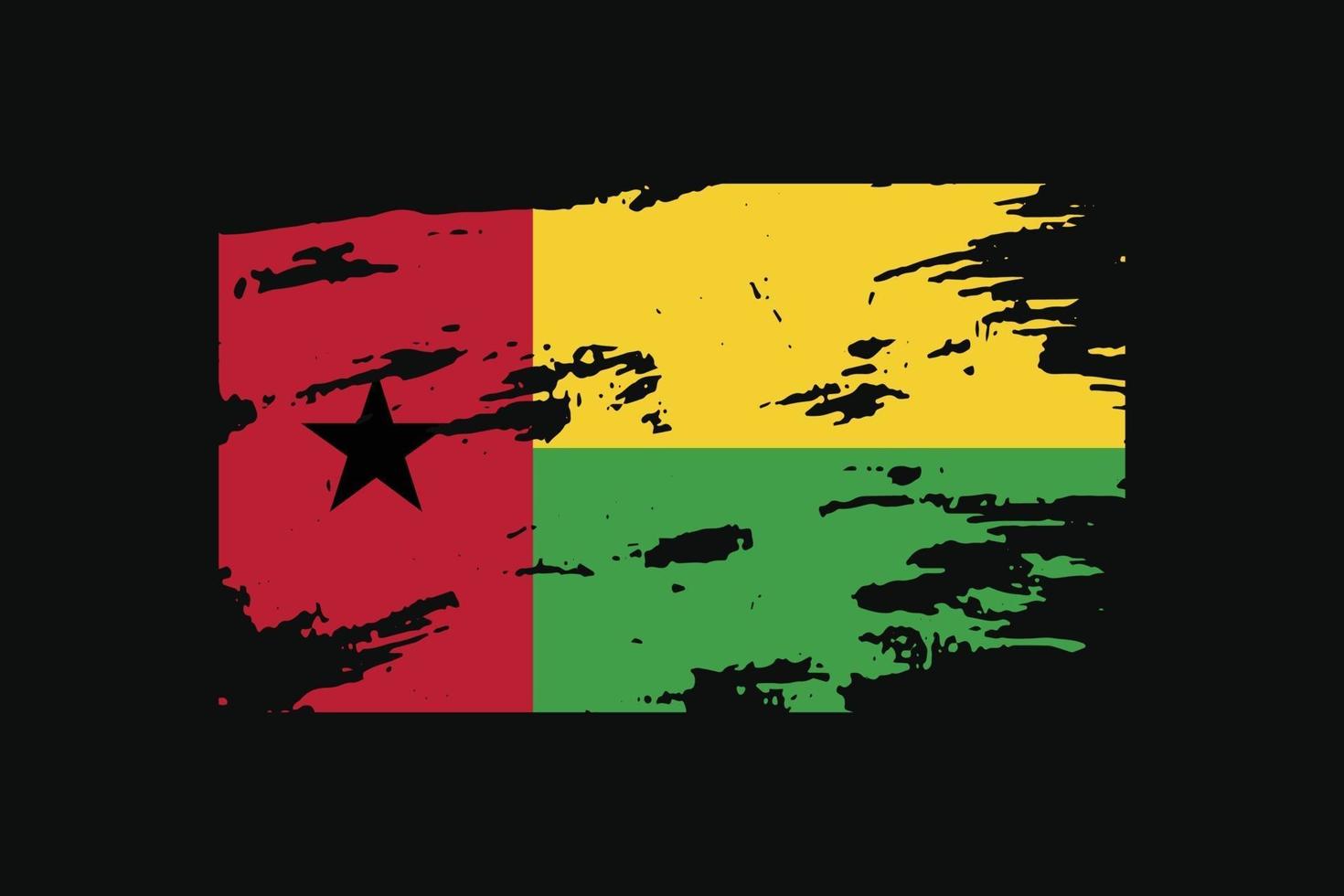 Grunge Style Flag of the GuineaBissau. Vector illustration.