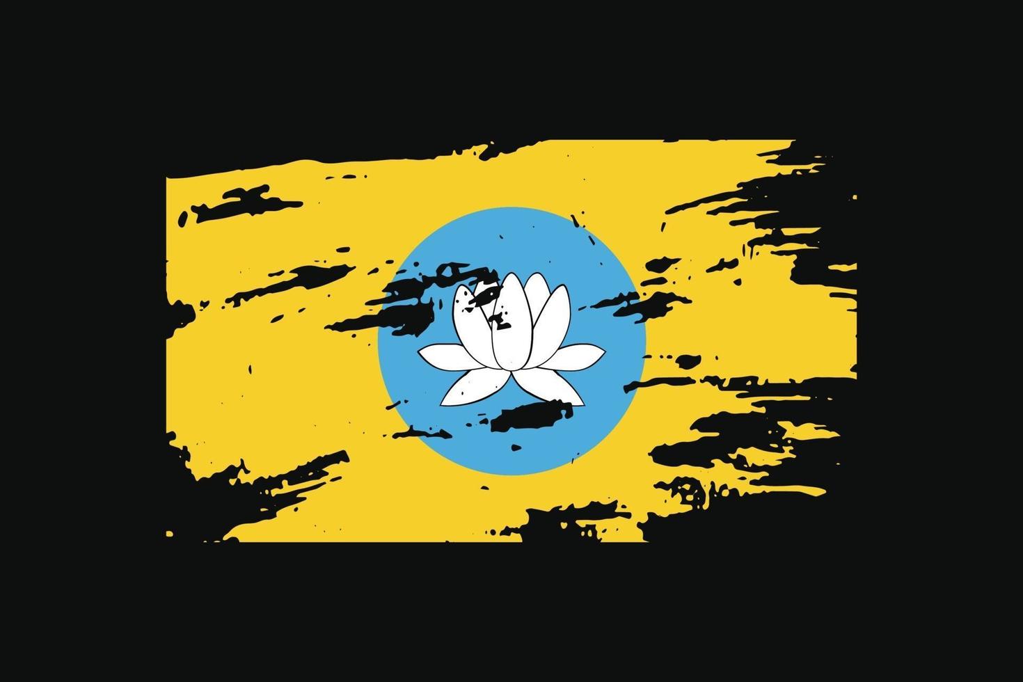 Grunge Style Flag of the Kalmykia. Vector illustration.