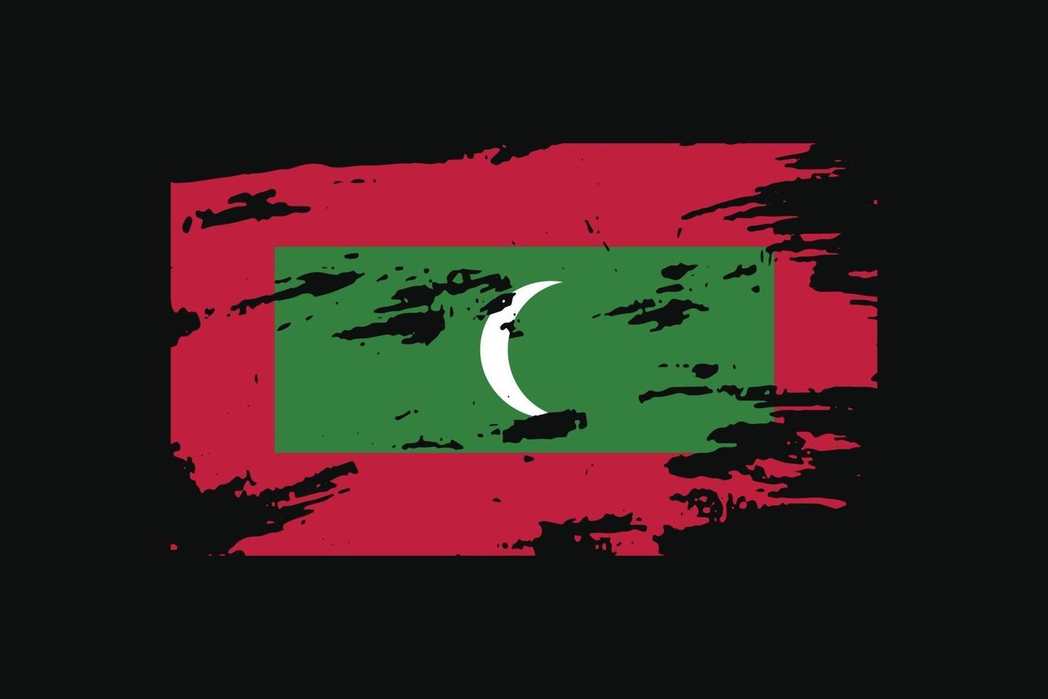 Grunge Style Flag of the Maldives. Vector illustration.