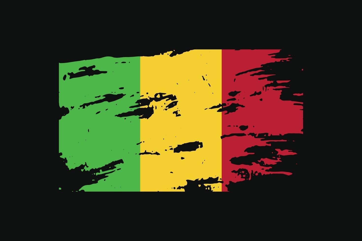 Grunge Style Flag of the Mali. Vector illustration.