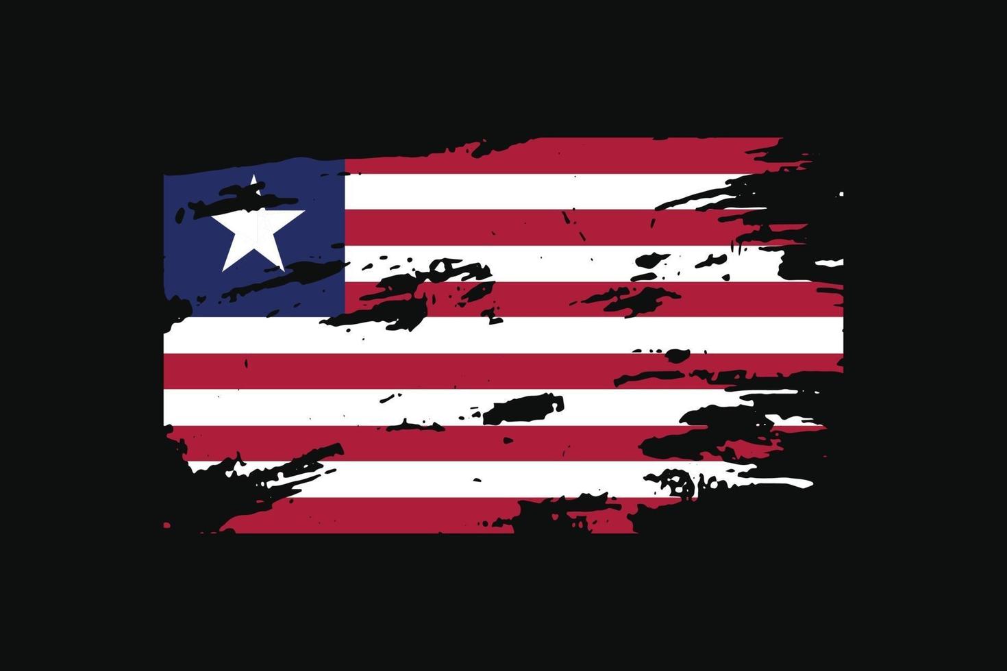 Grunge Style Flag of the Liberia. Vector illustration.