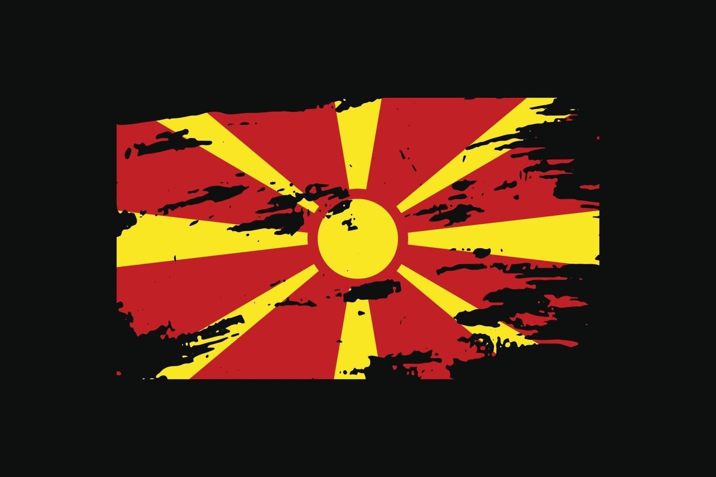 Grunge Style Flag of the Macedonia. Vector illustration.
