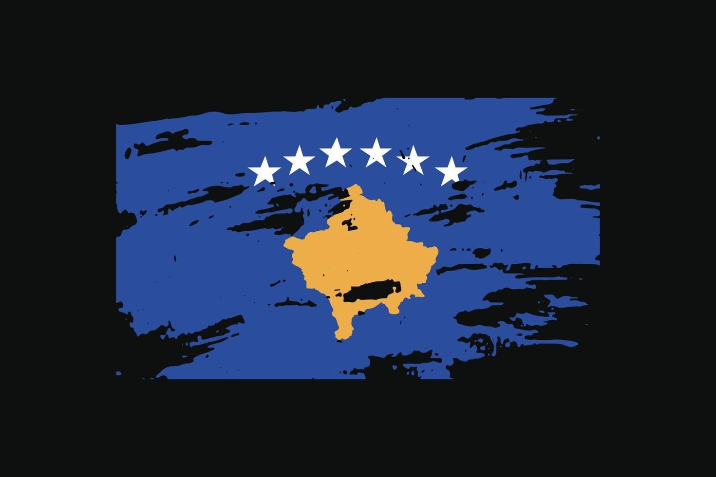 Grunge Style Flag of the Kosovo. Vector illustration.
