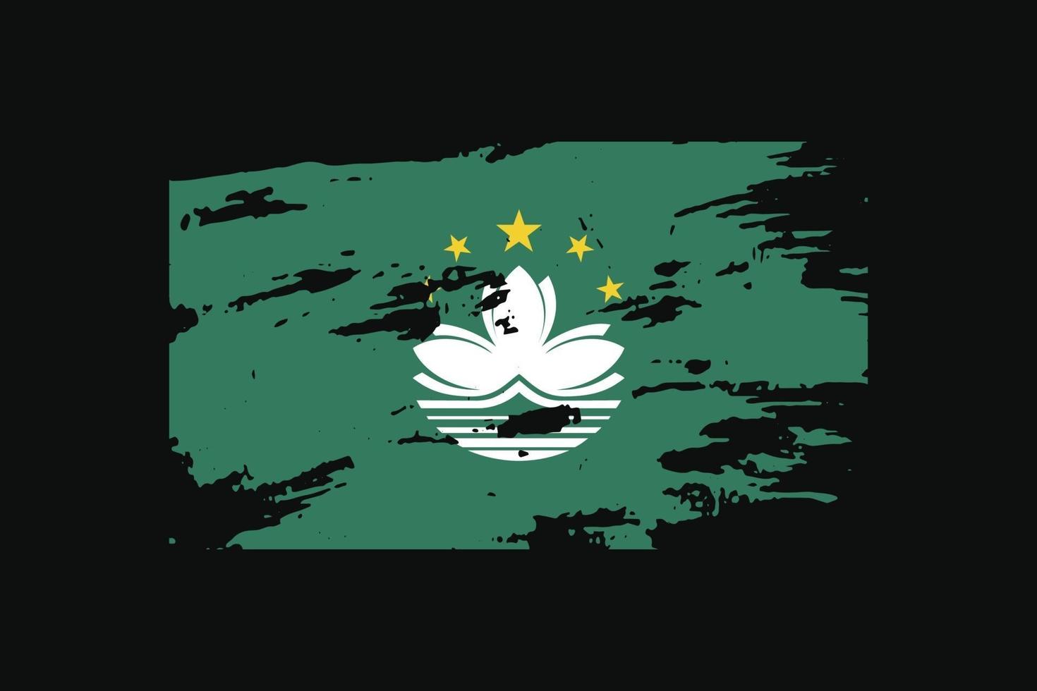 Grunge Style Flag of the Macau. Vector illustration.