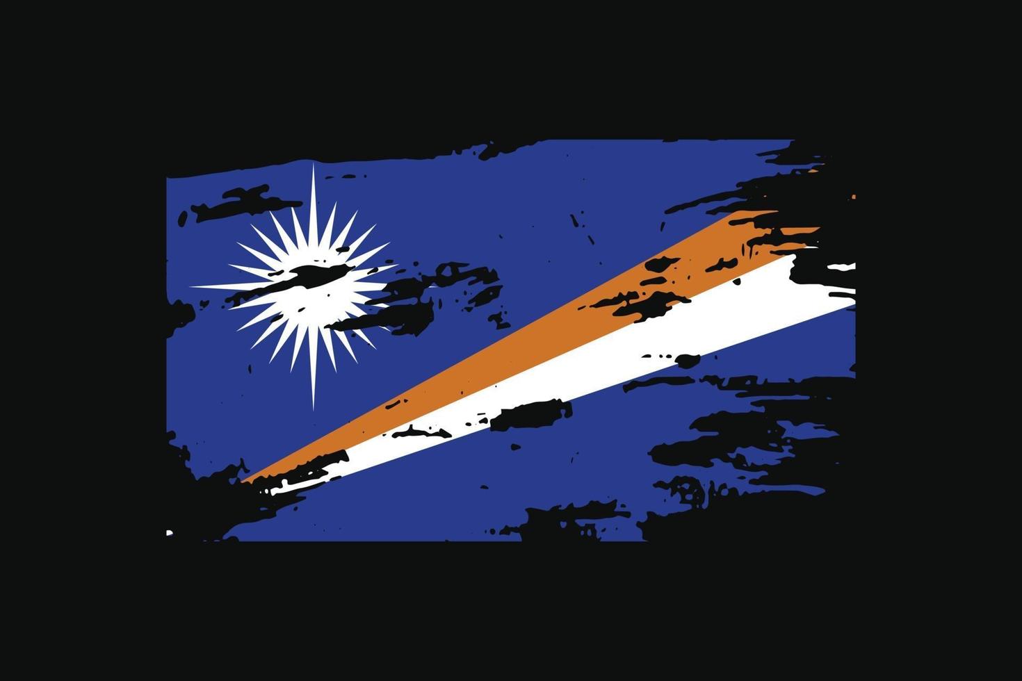 Grunge Style Flag of the Marshall Islands. Vector illustration.