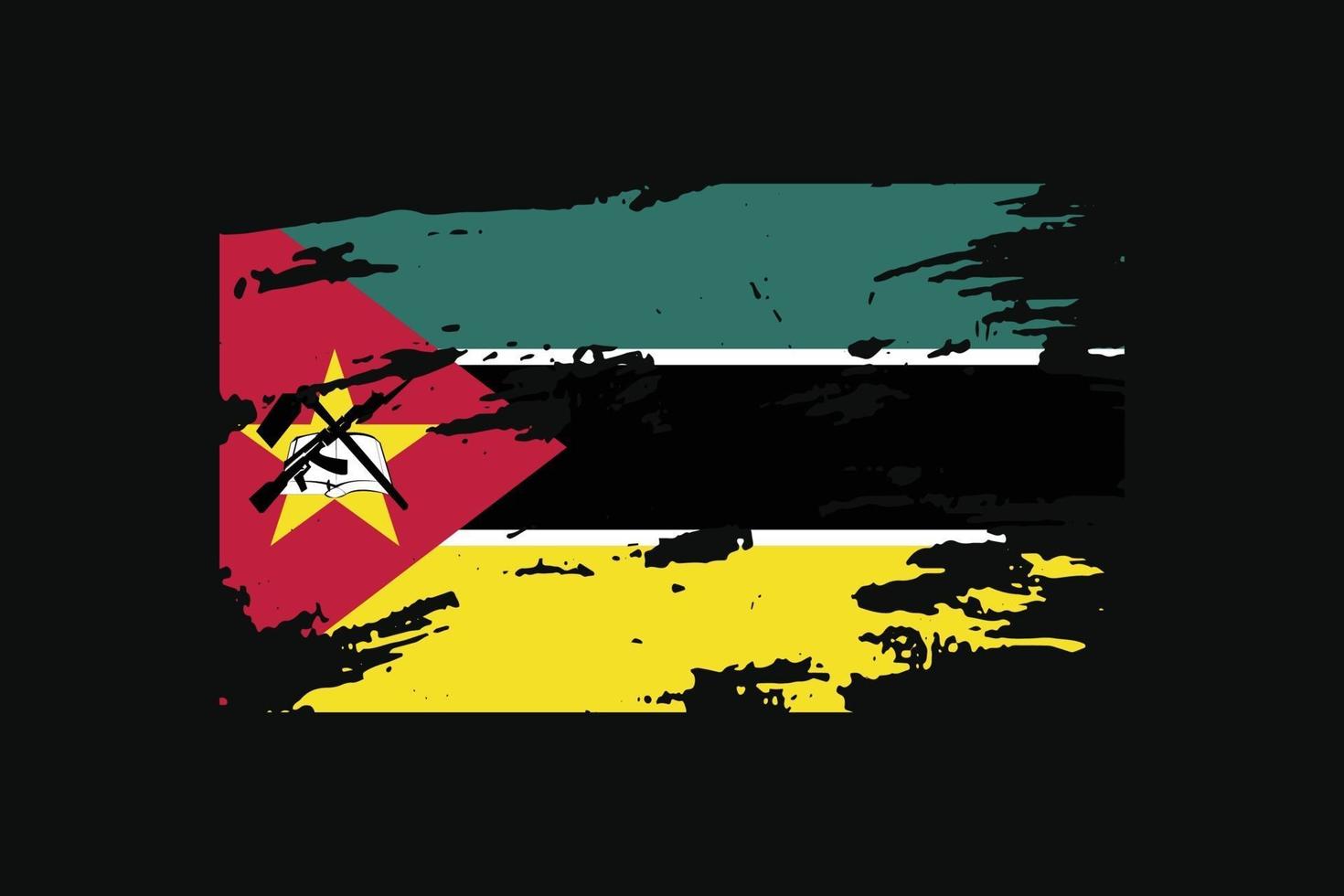 Grunge Style Flag of the Mozambique. Vector illustration.