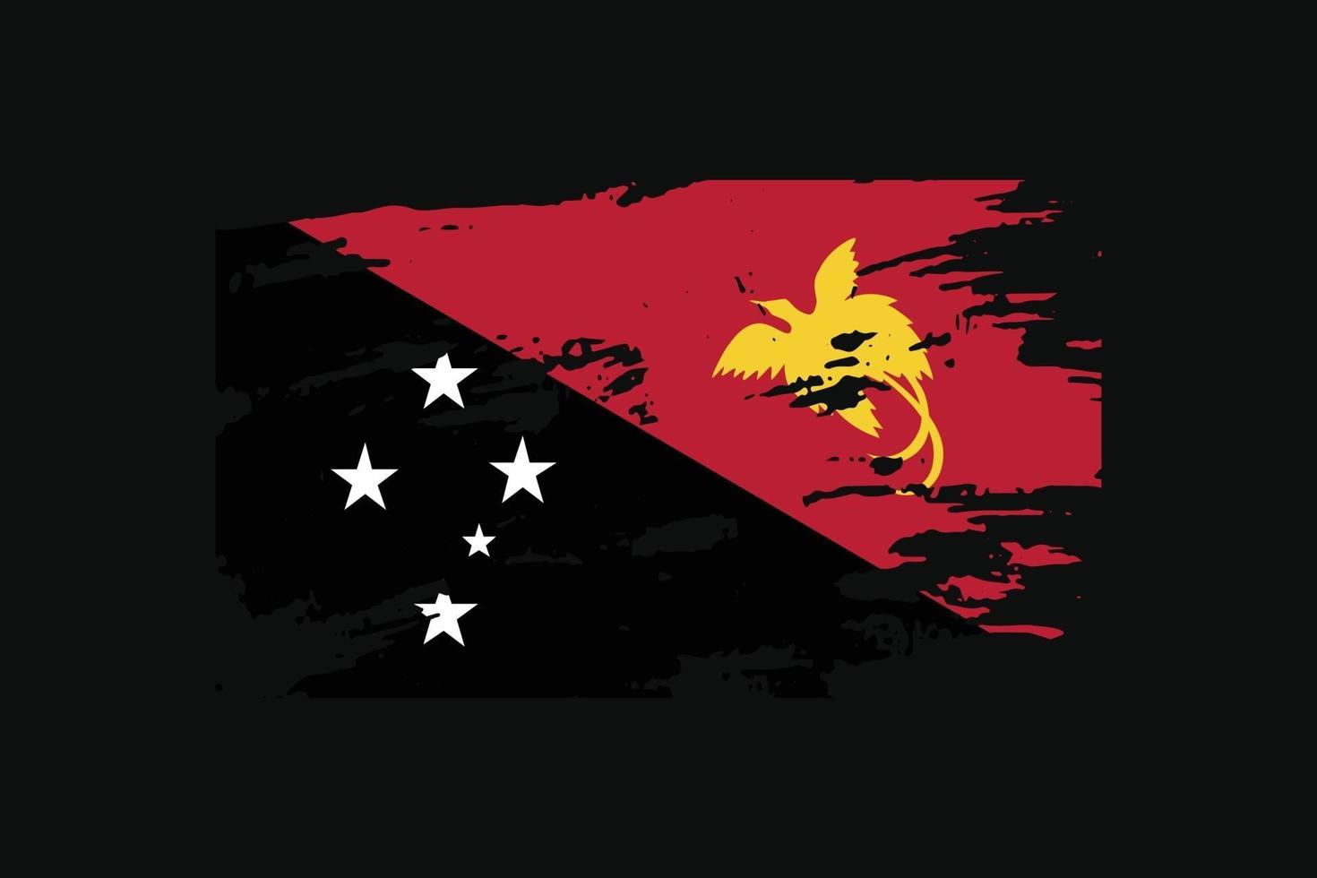 Grunge Style Flag of the Papua New Guinea. Vector illustration.