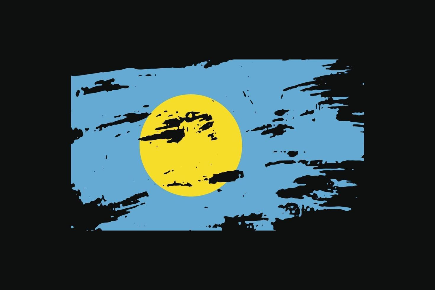 Grunge Style Flag of the Palau. Vector illustration.