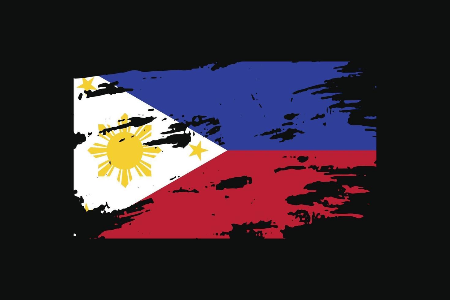 Grunge Style Flag of the Philippines. Vector illustration.