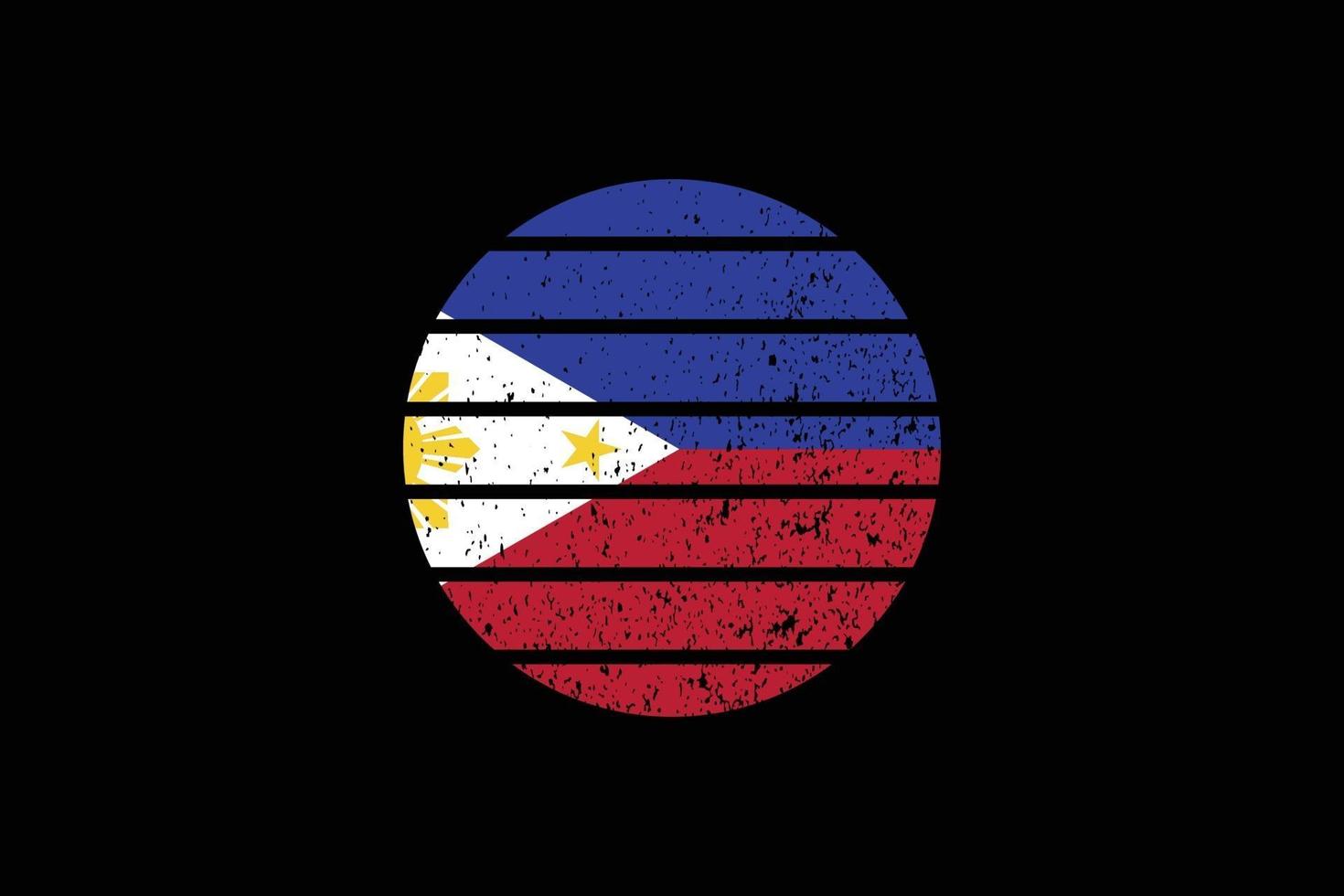 Grunge Style Flag of the Philippines. Vector illustration.