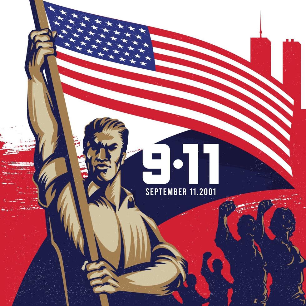 ilustración de fondo del día del patriota de la bandera americana 9.11 vector