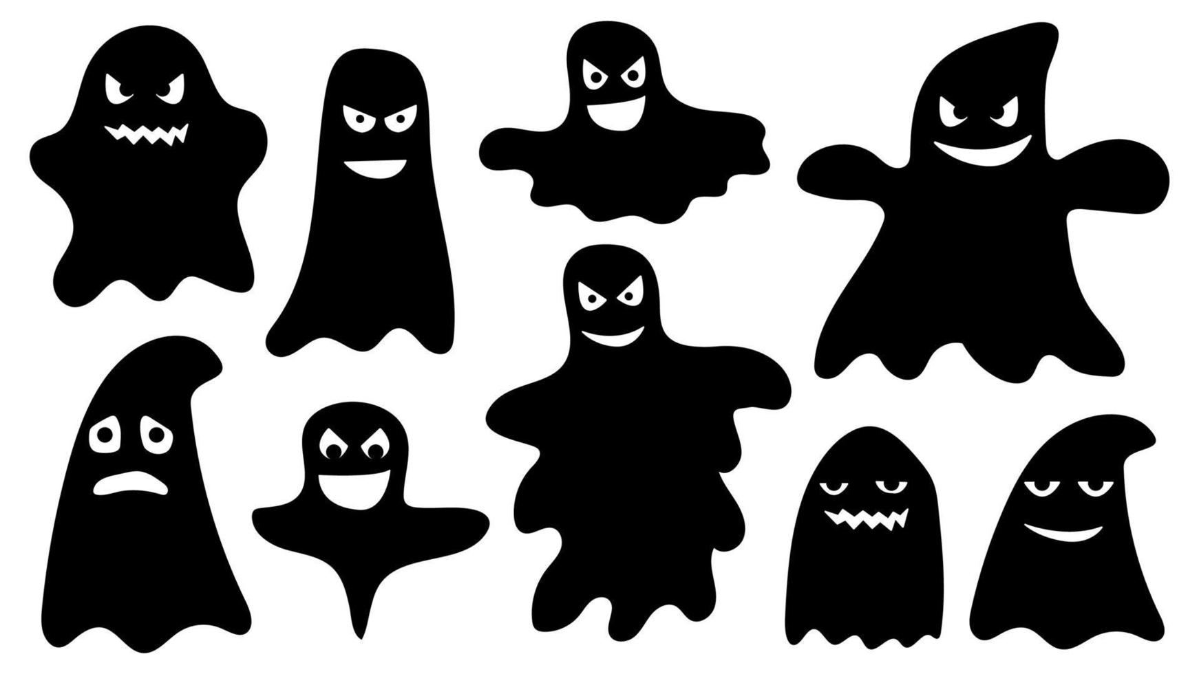 divertidos fantasmas de miedo de halloween boo. personaje fantasma con cara vector
