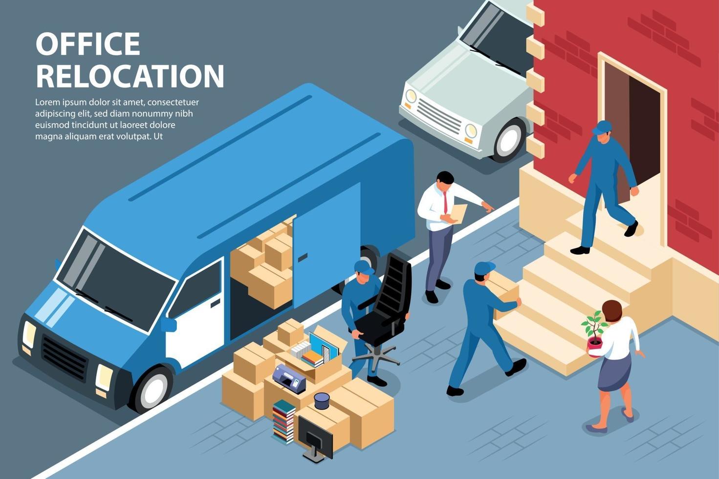 composición de carga de reubicación de oficinas vector