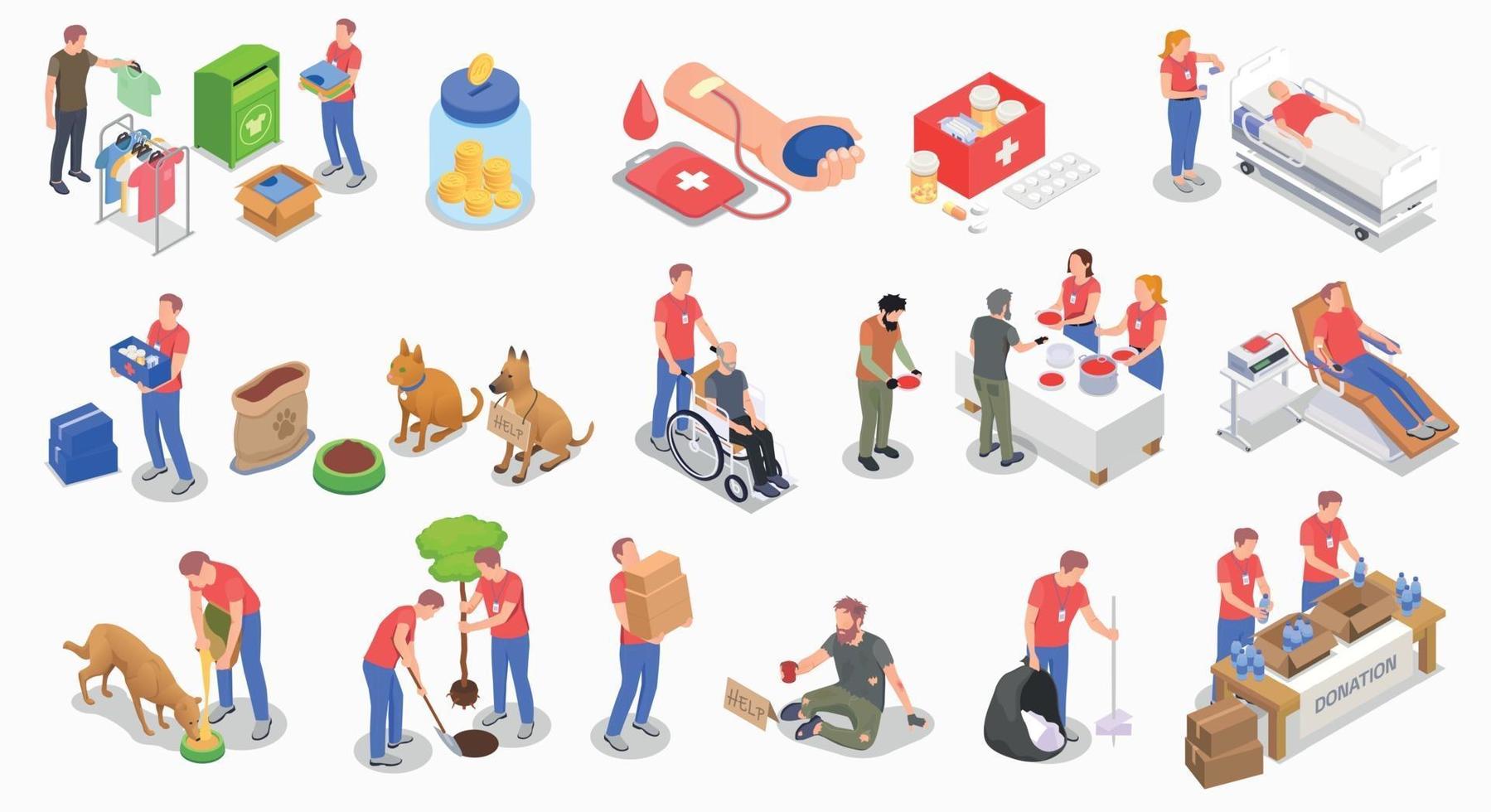 Charity Icons Set vector