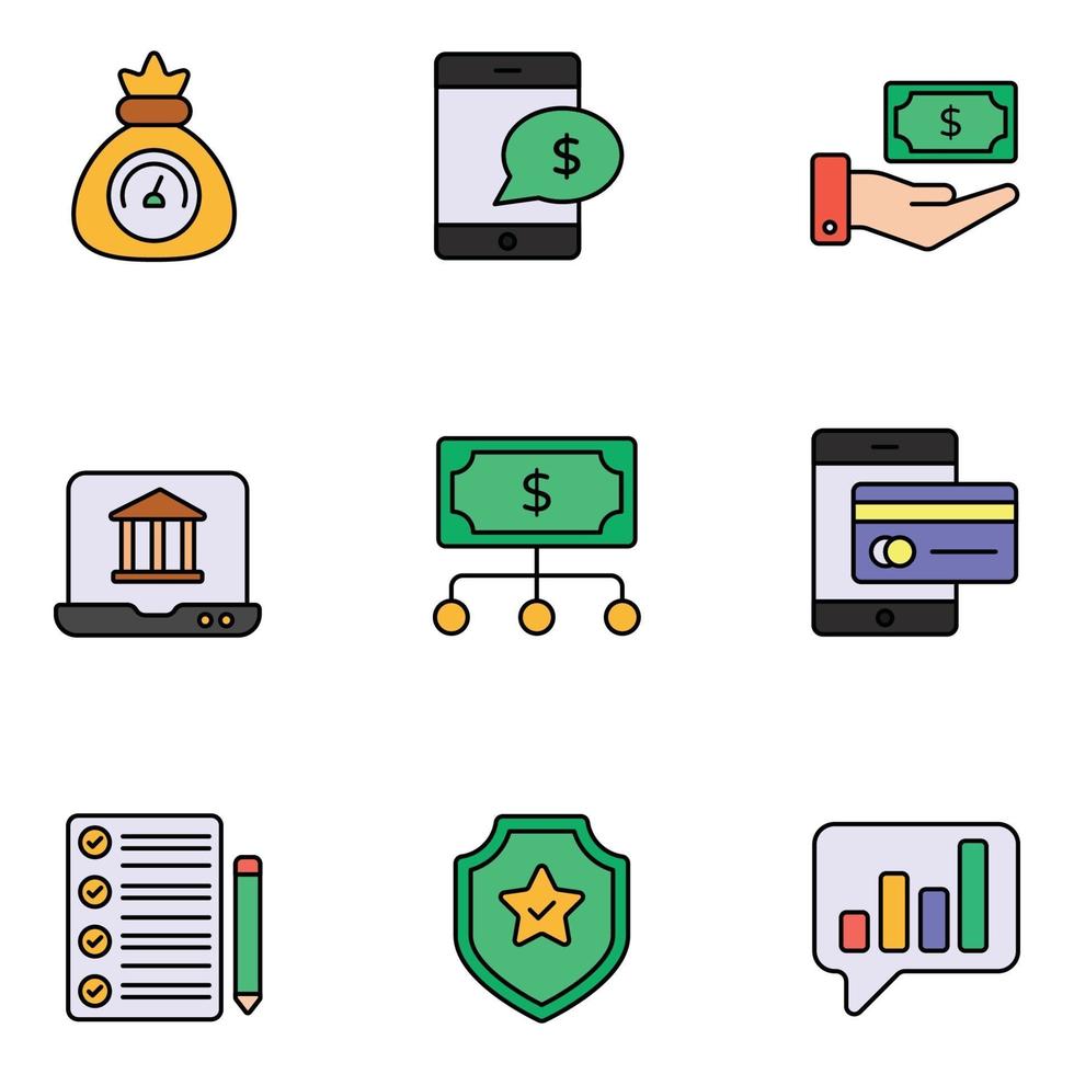 Business and Finance Colored Line Icons Sets vector