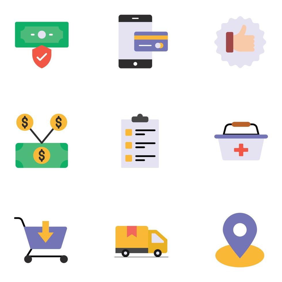 E Commerce Flat Icons sets vector