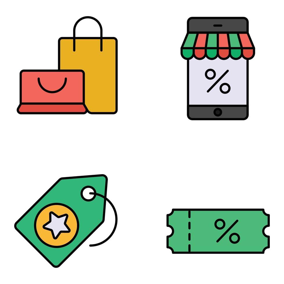 E Commerce Colored Line icons Sets vector
