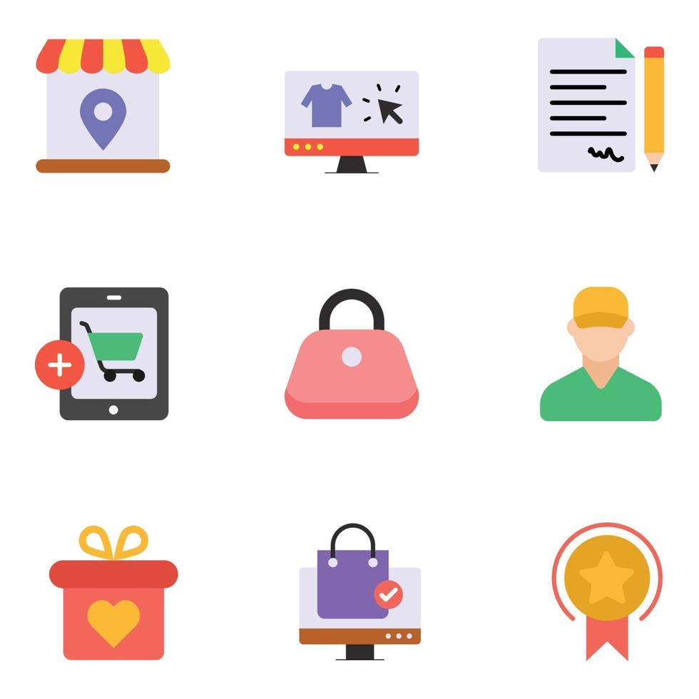 E Commerce Flat Icons sets vector