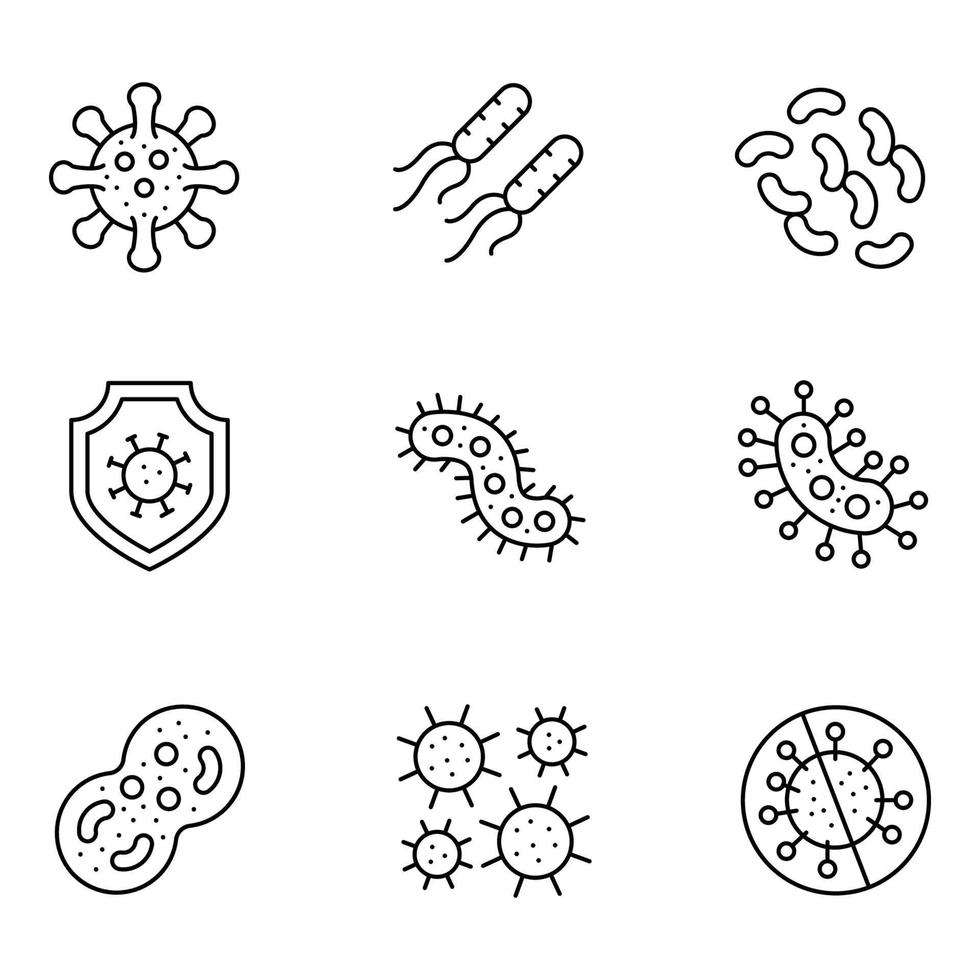 Bacteria Thin Line icons Sets vector