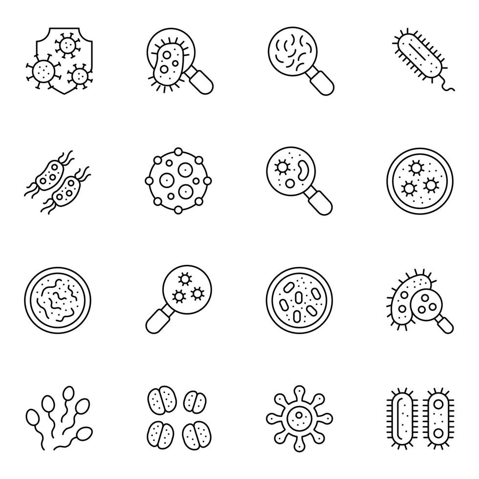 Bacteria Thin Line icons Sets vector