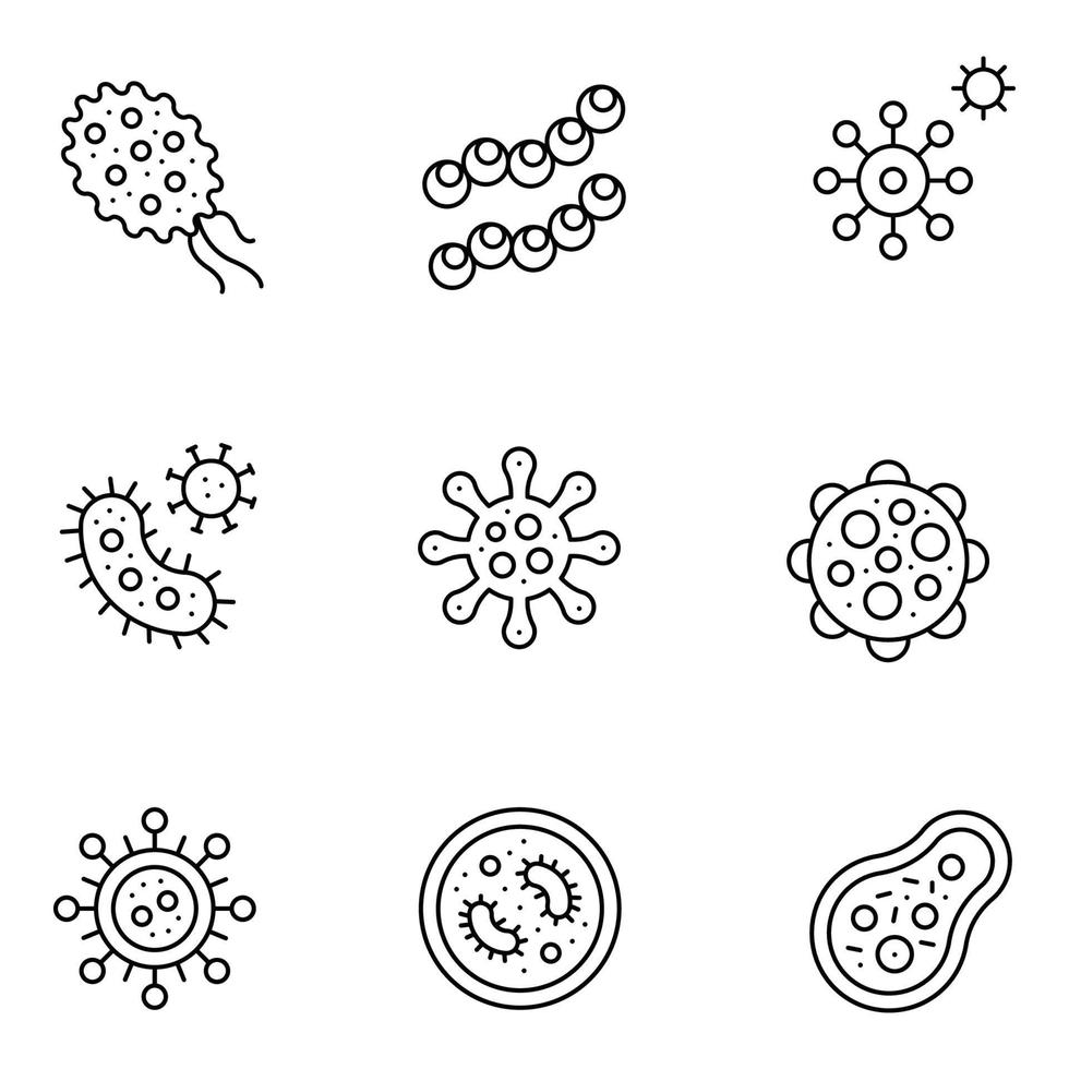 Bacteria Thin Line icons Sets vector