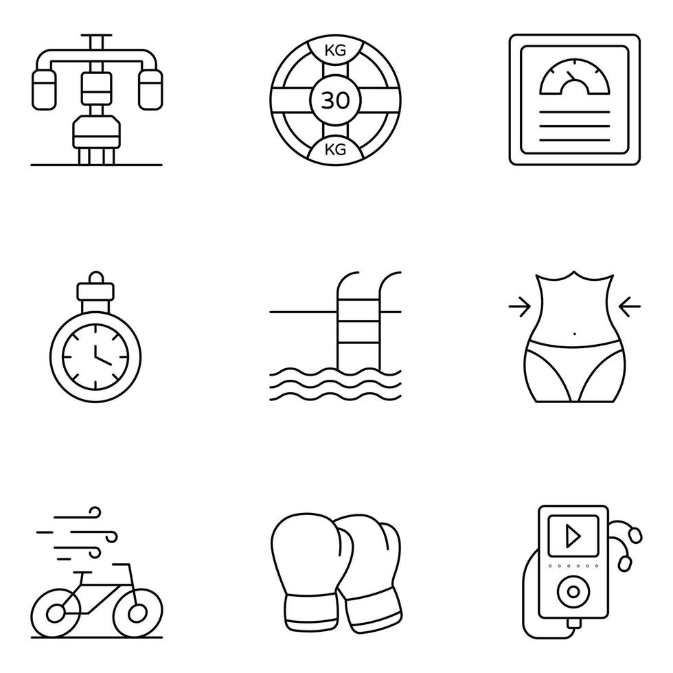 Heavy Athletics Thin Line icons vector