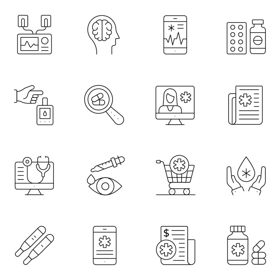 Medical and Health Care Thin Line icons vector
