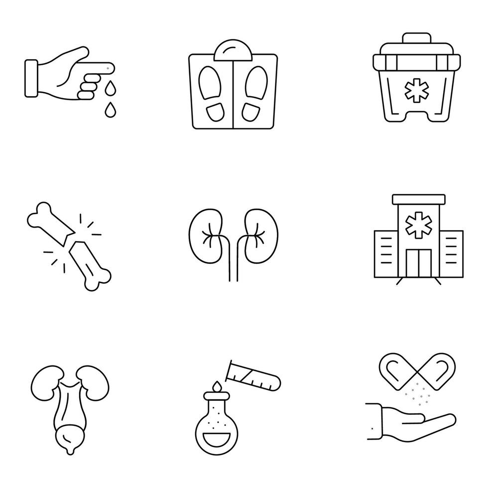 Medical and Health Care Thin Line icons vector