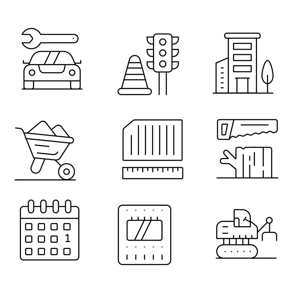 Labor Day Thin Line Icons vector