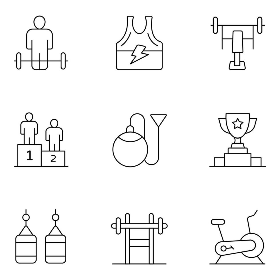 iconos de línea delgada de atletismo pesado vector