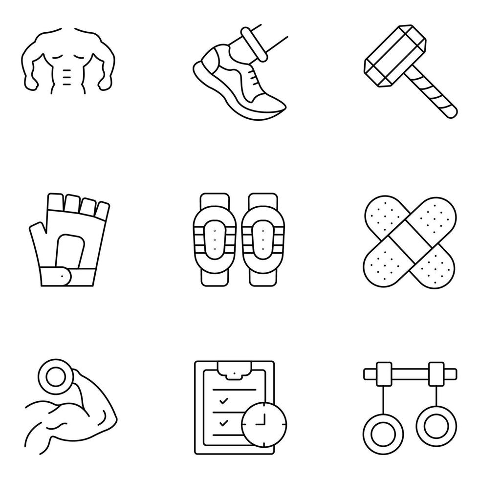 iconos de línea delgada de atletismo pesado vector