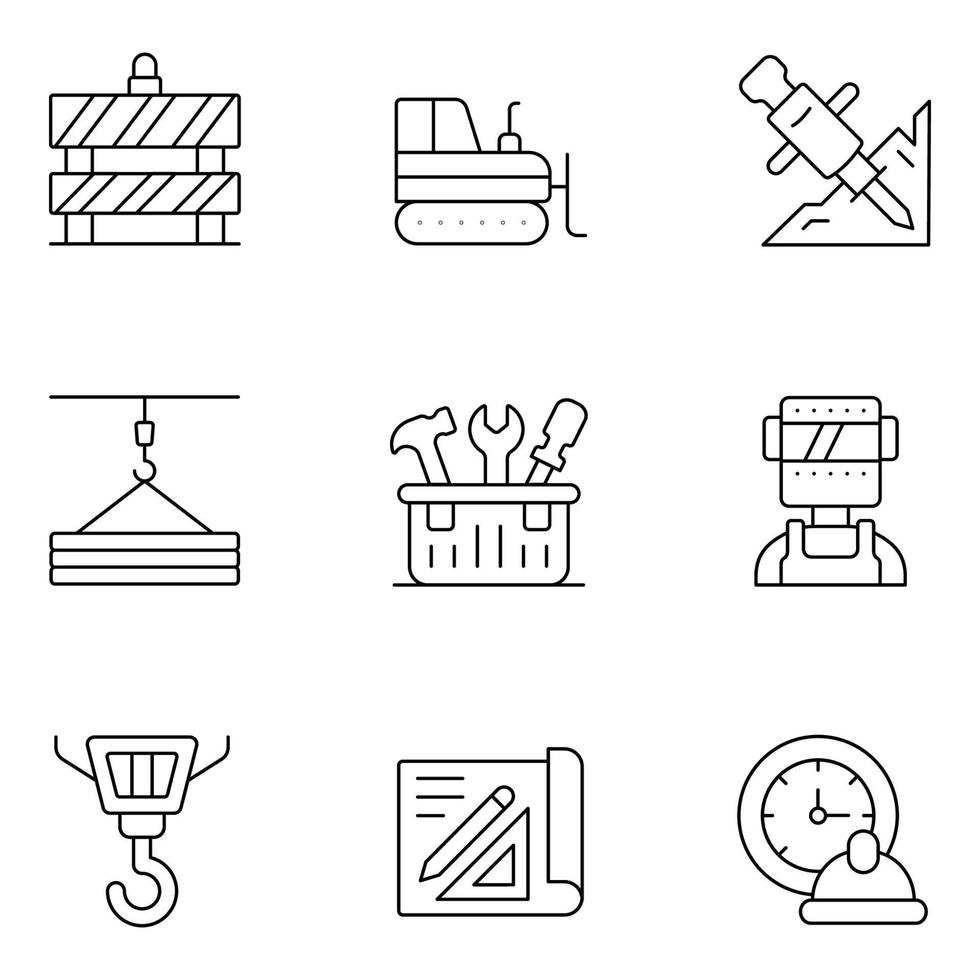 Labor Day Thin Line Icons vector