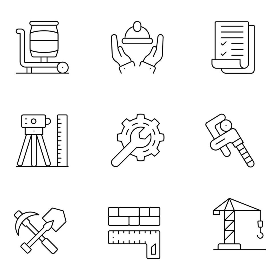 iconos de línea fina del día del trabajo vector