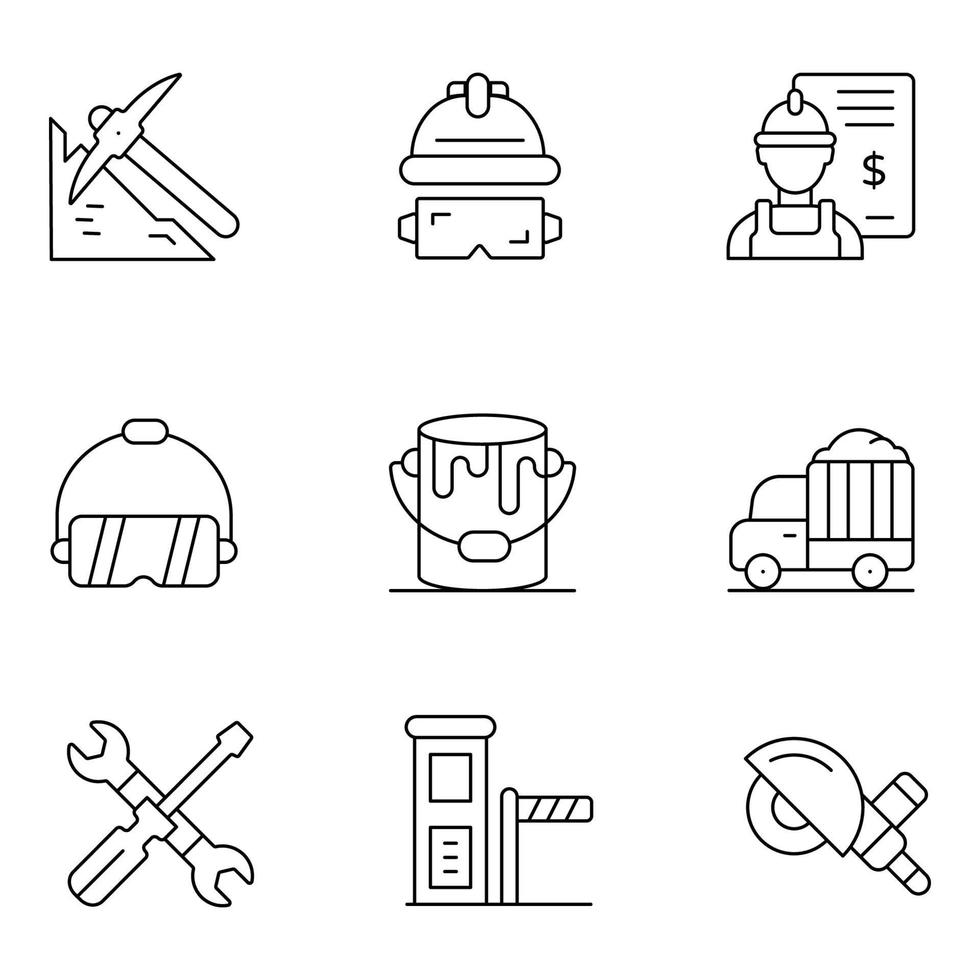 Labor Day Thin Line Icons vector