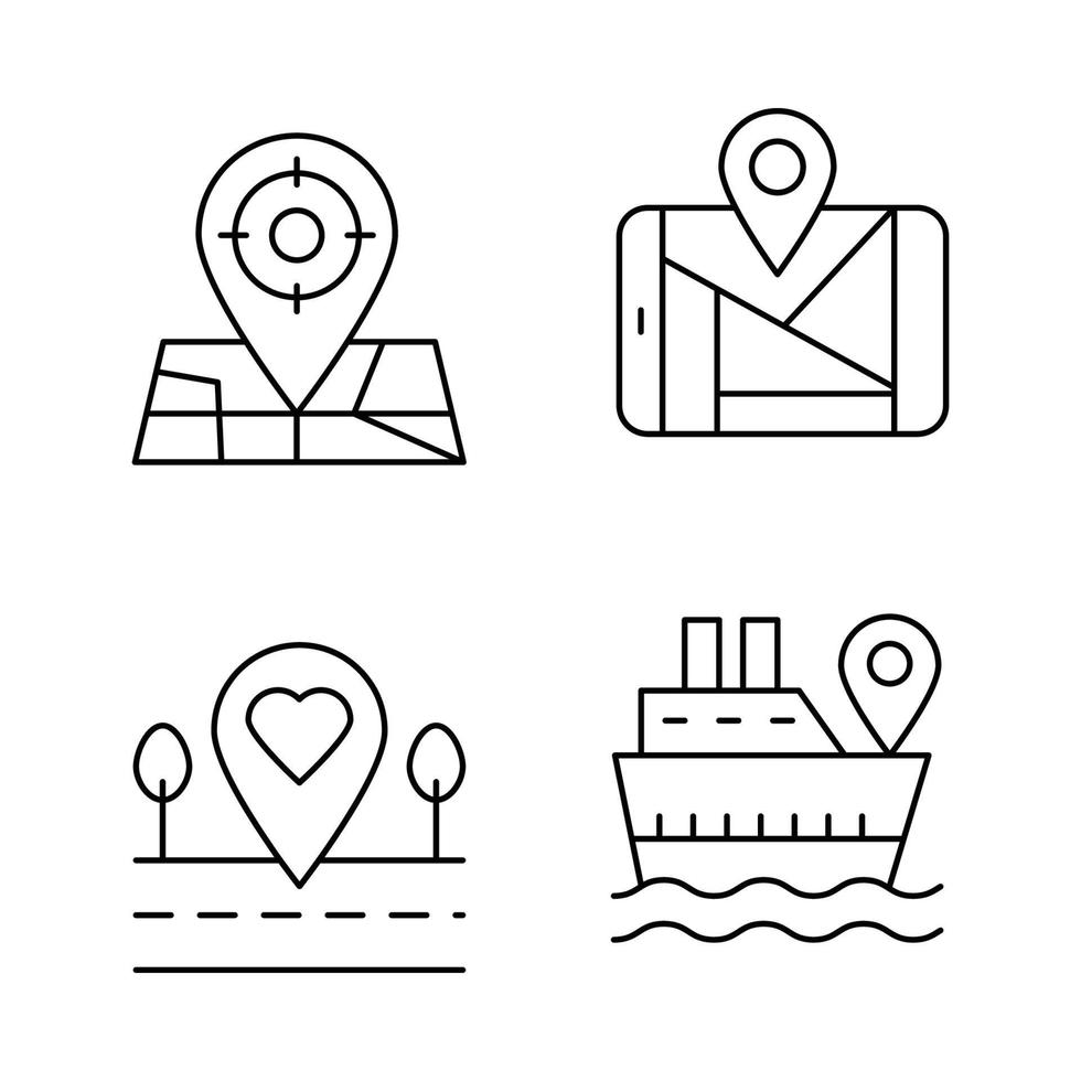 Map and Navigation Thin Line Icons vector