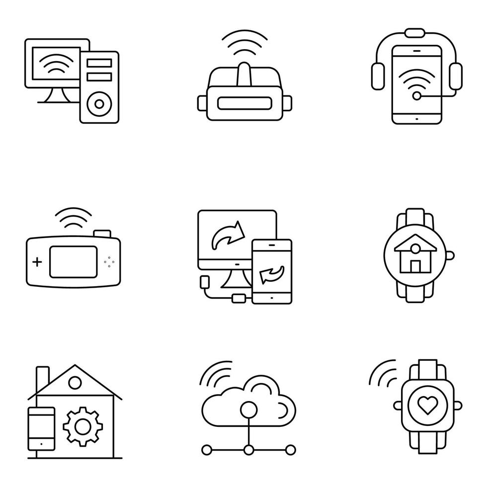 Smart City Thin Line icons vector