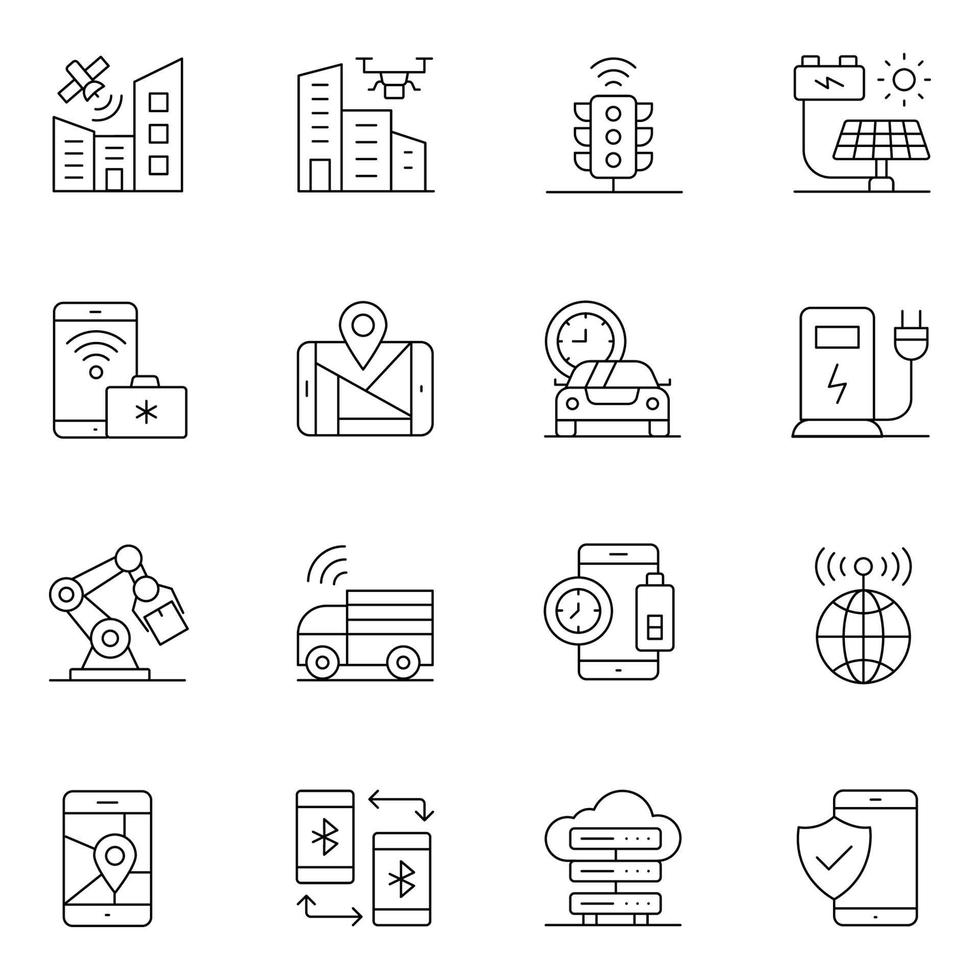 Smart City Thin Line icons vector