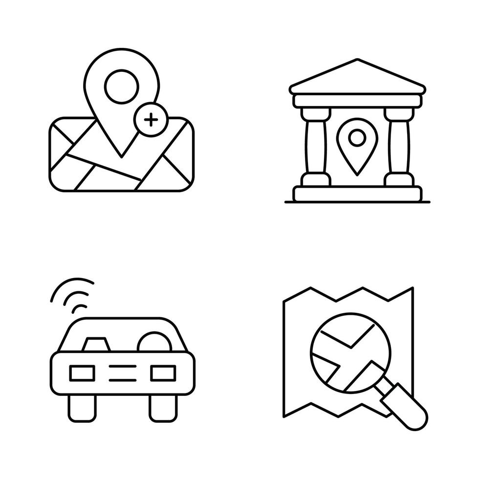 Map and Navigation Thin Line Icons vector