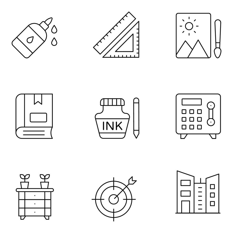 Office Supplies Thin Line icons vector