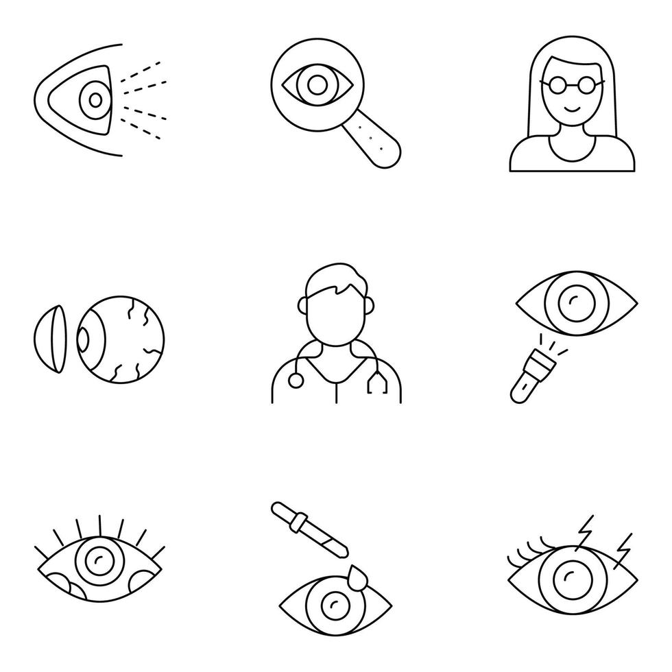 Ophthalmology Thin Line icons vector