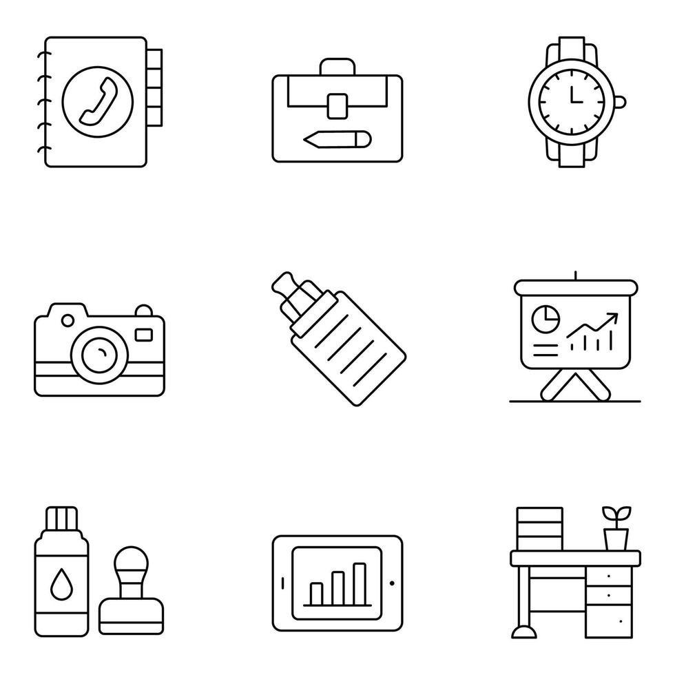 Office Supplies Thin Line icons vector